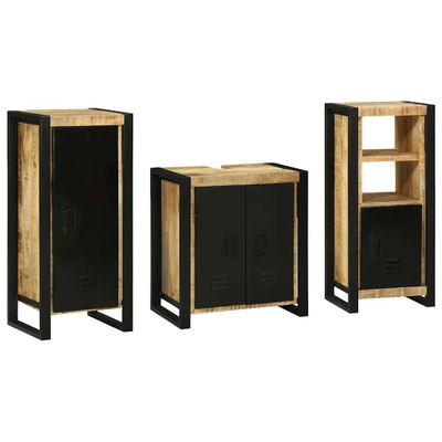 vidaXL Sada kúpeľňového nábytku 3 ks Hnedá a čierna 40 x 35 x 90 cm