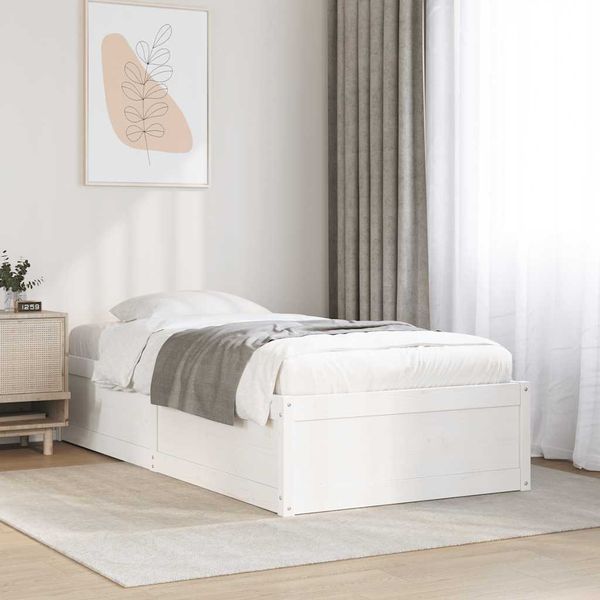vidaXL Posteľ bez matraca biela 90x190 cm masívna borovica