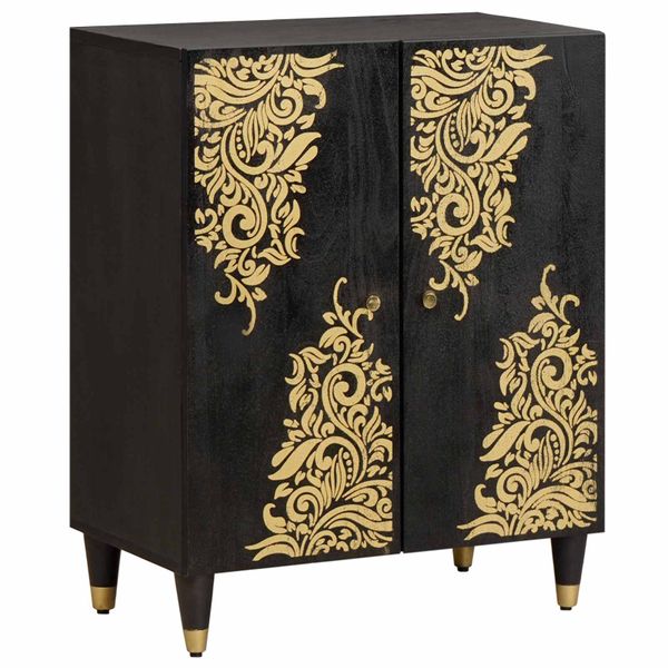 vidaXL Servírovacia skriňa Čierna 60 x 33 x 75 cm Masívne mango drevo