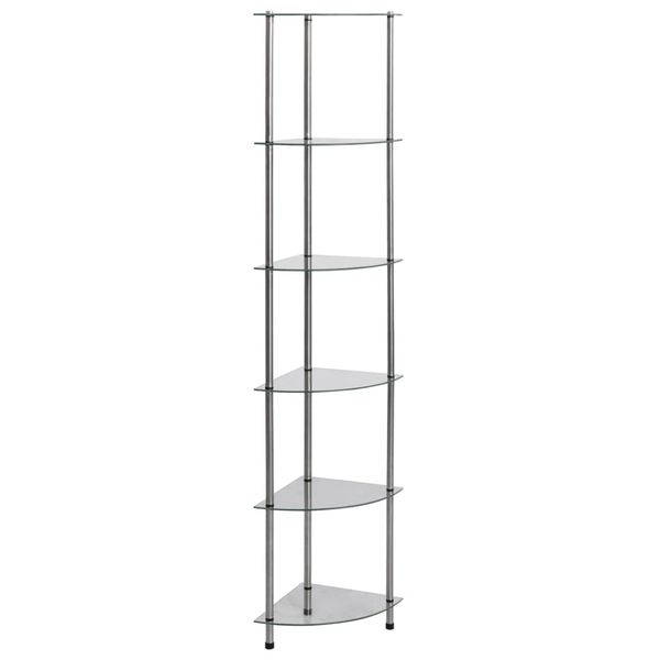vidaXL Regál so 6 policami priehľadný 30x30x160 cm tvrdené sklo