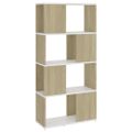 vidaXL Knižnica/deliaca stena biela a dub sonoma 60x24x124,5 cm