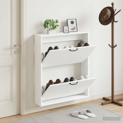vidaXL Nástenný botník HOORN 71 x 17 x 86 cm Kompozitné drevo Biela