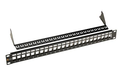 19" modulárny neosadený patch panel Solarix 24 portov čierny 1U SX24 M-0-STP-BK-UNI