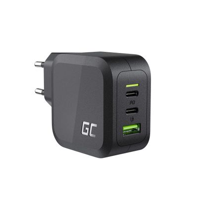 Green Cell CHARGC08 PowerGan 65W nabíjačka (2x USB-C, 1x USB-A), čierna