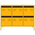 vidaXL Komoda horčicovožltá 101,5x39x73,5 cm oceľ valcovaná za studena