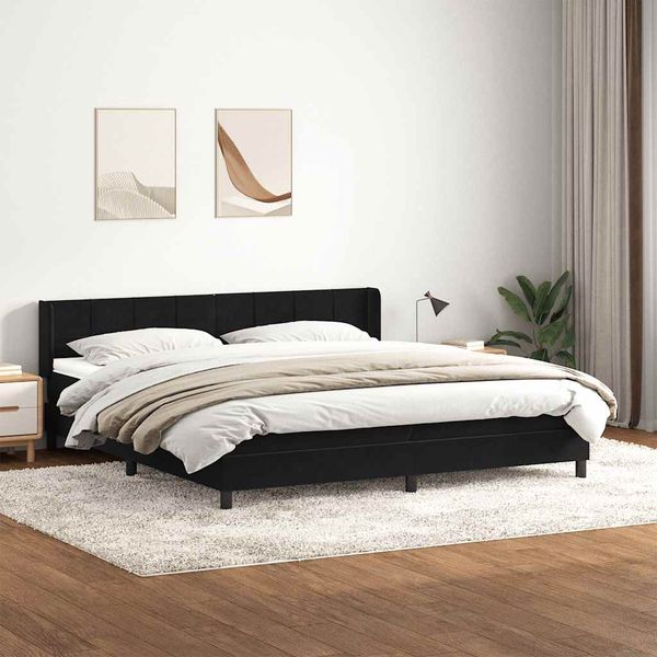 vidaXL Box Spring Posteľ s matracom Čierna 180x220 cm Zamat