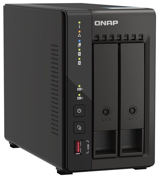 QNAP TS-253E-8G (4core 2,6GHz, 8GB RAM, 2x SATA, 2x M.2 NVMe slot, 2x HDMI 4K, 2x 2,5GbE, 4x USB) Sítové úložište NAS, 2× 2,5"/3,5" SATA III, 2× M.2 NVMe, quad-core 2,0GHz, 8GB DDR4, 2× LAN, 2× HDMI, 4× USB