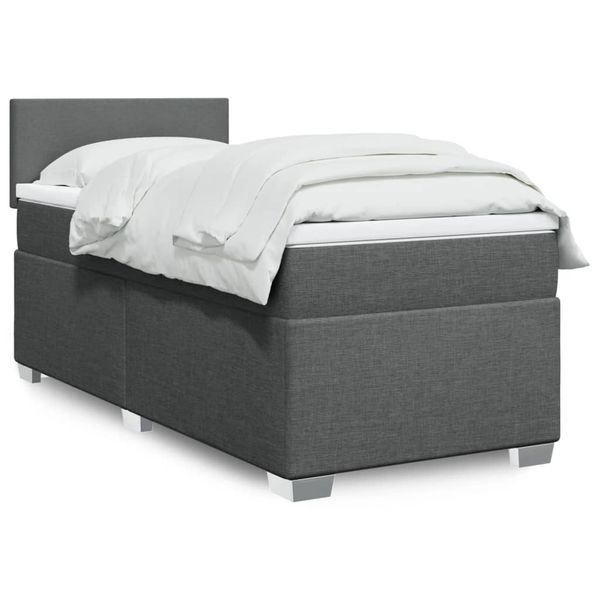 vidaXL Boxspring posteľ s matracom tmavosivá 90x190 cm látka