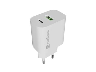 Univerzálna nabíjačka Natec RIBERA 20 W 1X USB-A + 1X USB-C, biela