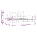 vidaXL Kovový rám postele s čelom a podnožkou biely 200x200 cm