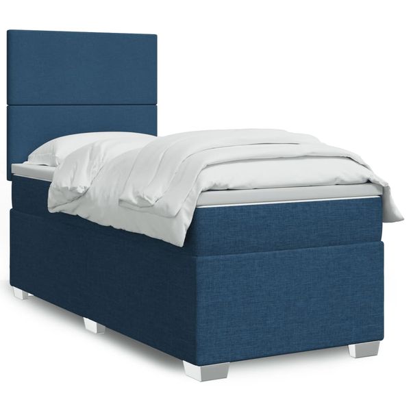 vidaXL Boxspring posteľ s matracom modrá 100x200 cm látka