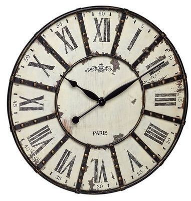60.3039.02 TFA VINTAGE Analógové XXL nástenné hodiny s rímskymi číslicami, biele