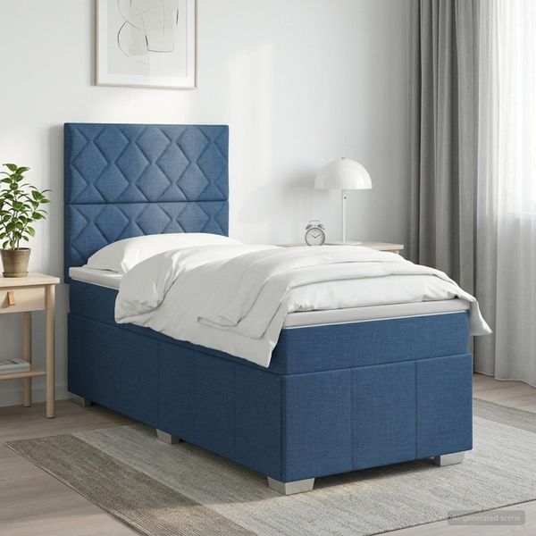 vidaXL LED boxspring posteľ s matracom Modrá 100 x 200 cm Látka