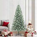 vidaXL Umelý vianočný stromček, snehom obalený, s LED svetlom 210 cm