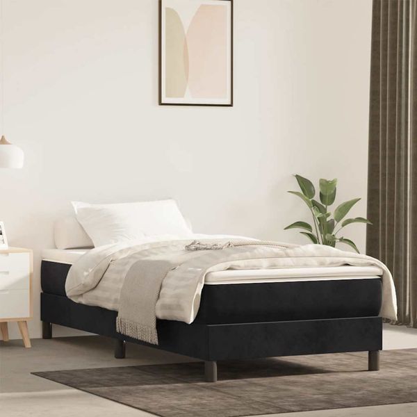 vidaXL Matrac s taštičkovými pružinami stredná tvrdosť čierny 80x220x20 cm zamat