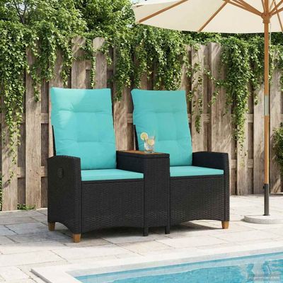 vidaXL Hojdačka s tabletou 2 -Seater 126 x 65 x 112 cm polyratan