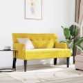 vidaXL Chesterfield lavica Žltá 112 x 65,5 x 75 cm Zamat