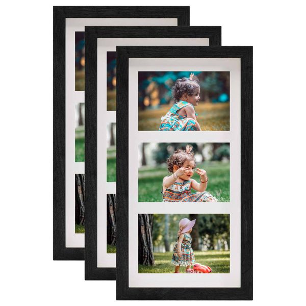 vidaXL 3D fotorámiky 3 ks čierne 18x35 cm na 3 obrázky (10x15 cm)