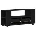 vidaXL TV skrinka kolieska dub čierna 102x34,5x43cm kompozitné drevo