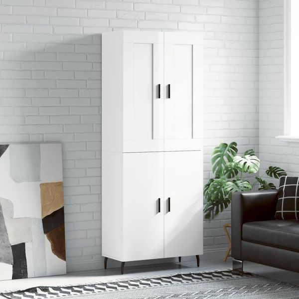 vidaXL Vysoká skrinka lesklá biela 69,5x34x180 cm spracované drevo