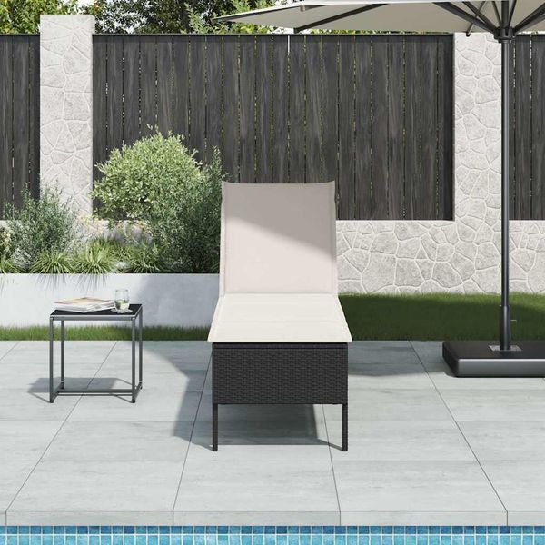 vidaXL Záhradné ležadlo s vankúšom čierne 55x200x44 cm polyratan