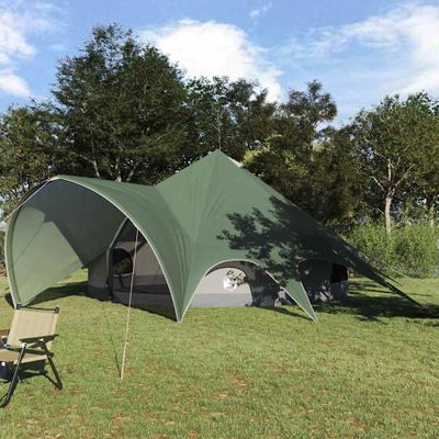 vidaXL Teepee stan pre 7 osôb Zelená a šedá 600 x 600 x 347 cm