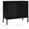 vidaXL Komoda čierna 75x35x70 cm oceľ a tvrdené sklo