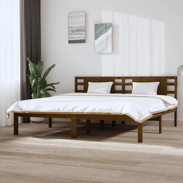 vidaXL Posteľný rám medovo-hnedý borovicový masív 200x200 cm