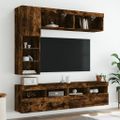 vidaXL 7-dielna súprava TV nástenných skriniek s LED dymový dub