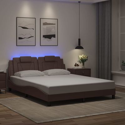 vidaXL Rám postele Viana s LED bez matraca hnedý 160x200 cm
