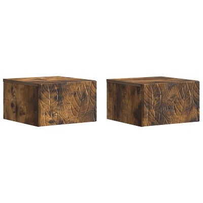 vidaXL Nástenný bočný stôl 2 pcs Dymový dub 34,5 x 33 x 20 cm