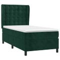 vidaXL Posteľný rám boxsping s matracom tmavozelený 90x190 cm zamat