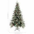 vidaXL Osvetlený vianočný stromček so šiškami, zelený 225 cm, PVC a PE