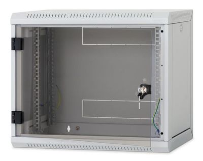 Nástenný rack RUA 12U/600mm odn.boč+skl.dv.čierny