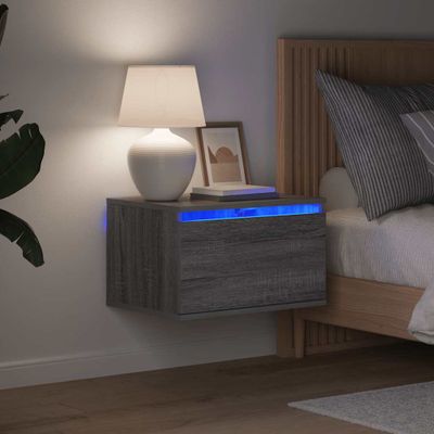 vidaXL Nástenné nočné skrinky s LED osvetlením 2 ks sivé sonoma