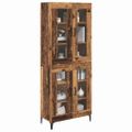 vidaXL Highboard Staré drevo 69,5 x 34 x 180 cm Kompozitné drevo