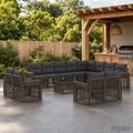vidaXL Súprava záhradných pohoviek 13 ks Sivá a tmavo sivá polyratan