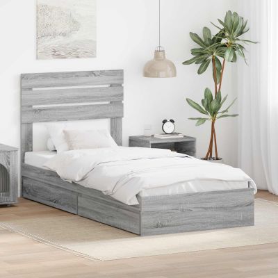 vidaXL Úložná posteľ Sivý Sonoma 75 x 190 cm Kompozitné drevo