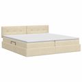 vidaXL Postel s úložným prostorem a matrací Krémová 200 x 200 cm Zamat