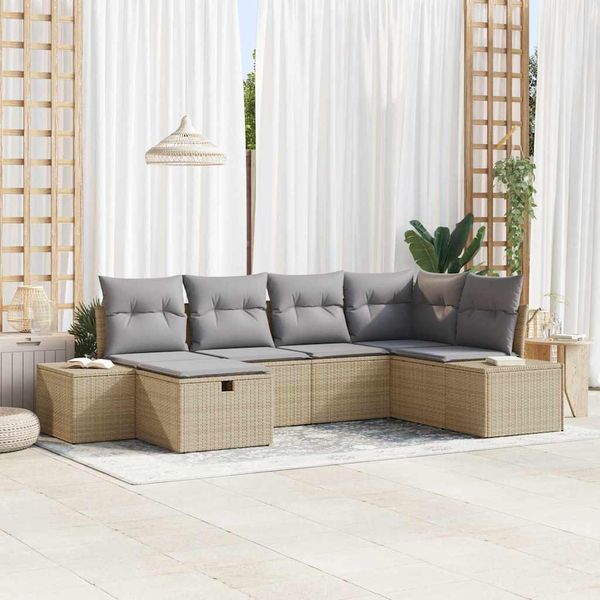vidaXL Sada pohoviek s vankúšom 6 pcs polyratan