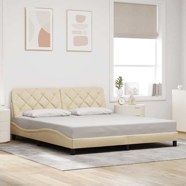 vidaXL Rám postele bez matraca krémová 180x200 cm látka