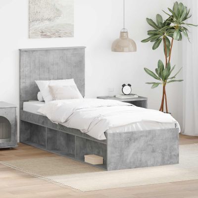 vidaXL Rám postele Betónová šedá 75 x 190 cm Masívne borovicové drevo