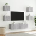 vidaXL 6-dielne TV nástenné skrinky s LED sivé sonoma kompozitné drevo