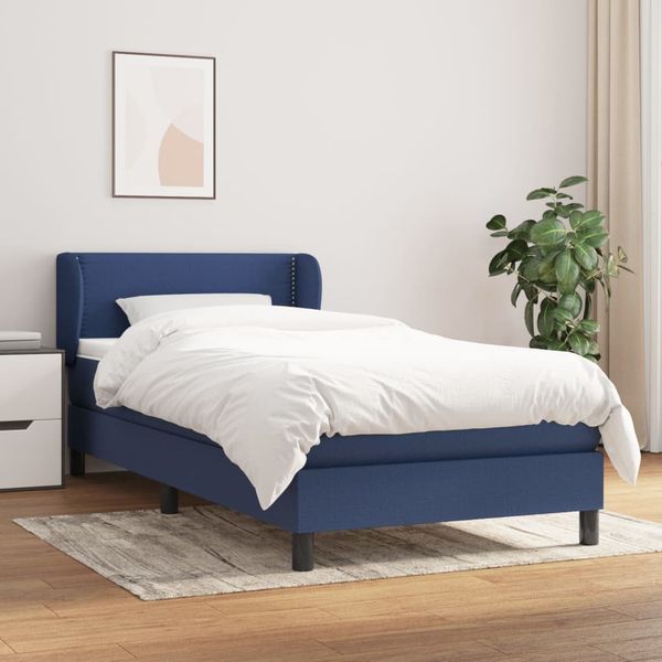 vidaXL Posteľný rám boxspring s matracom modrý 90x200 cm látka