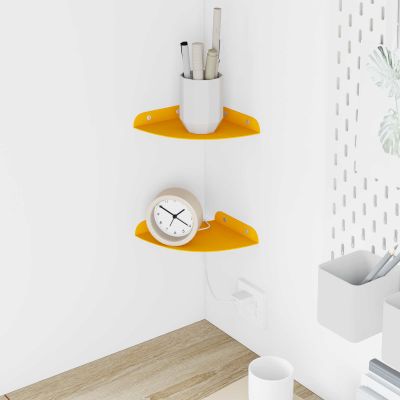 vidaXL Závesná polica s poličkou 2 pcs Horčicová žltá 15 x 15 x 2 cm