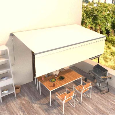 vidaXL Automatická markíza s tienidlom 5x3 m krémová