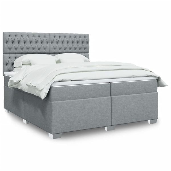 vidaXL Posteľný rám boxsping s matracom bledosivý 200x200 cm látka