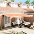 vidaXL Sklopná markíza Žltá a oranžová 500 × 350 cm Polyester a hliník