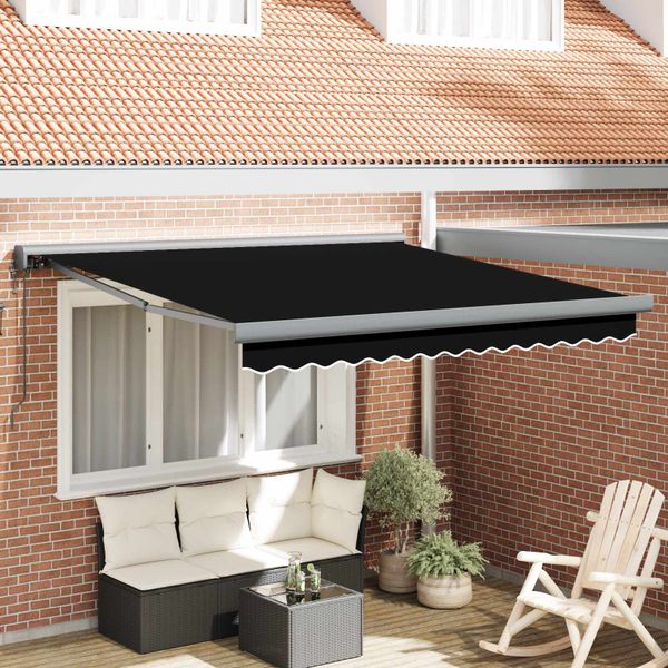 vidaXL Sklopná markíza Čierna 350 x 250 x 165 cm Textil a kov