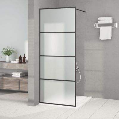 vidaXL Sprchová zástena čierna 80x195 cm matné ESG sklo